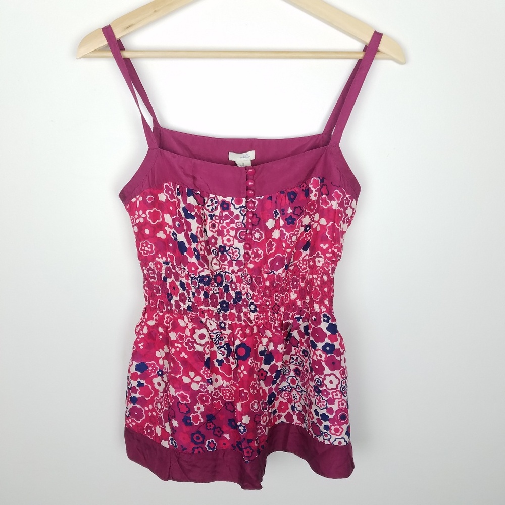 Anthro Odille 100% Silk Sleeveless Floral Blouse